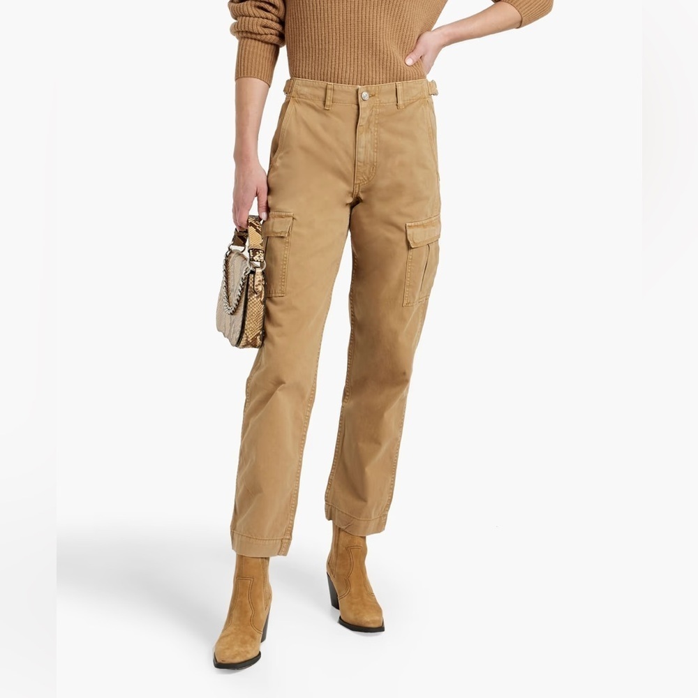 EB DENIM Cotton-twill Straight-leg Work Pant Sand Tan Cargo Utility Casual Small
